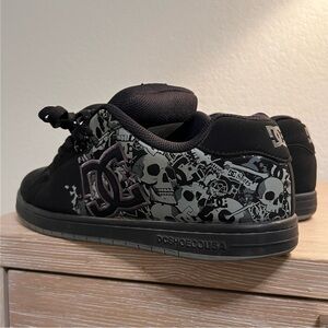 DC Kids' Black and Gray Skull Sneakers